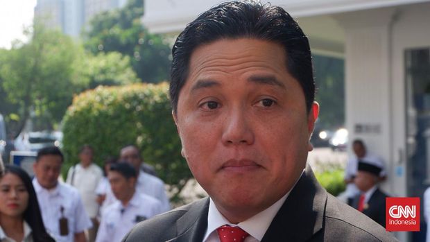 Menteri BUMN Erick Thohir di Istana Negara, Senin (17/7).  CNN Indonesia/Khaira Ummah Junaedi Putri