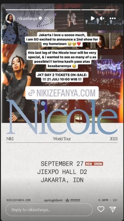 Pengumuman konser Niki hari kedua di Jakarta