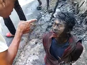 Dikejar Massa, Maling Tabung Gas di Bekasi Kecebur Got hingga Mandi Lumpur