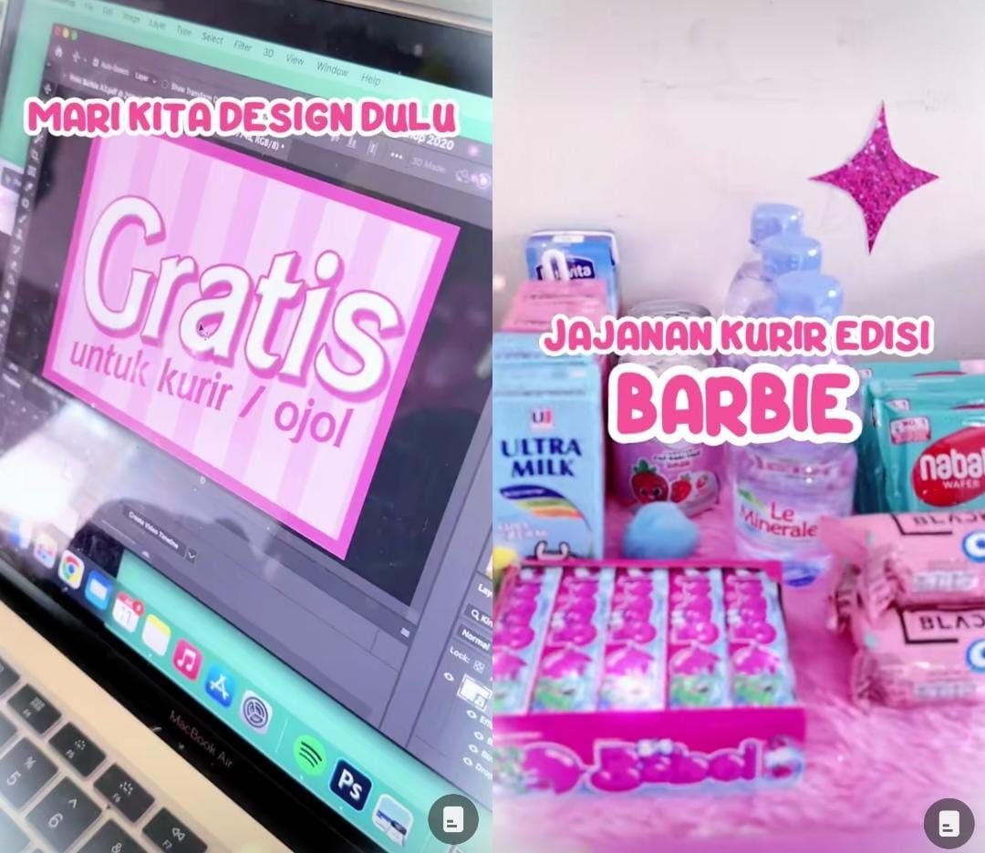 Aulion ikut tren Barbie dengan bagikan jajanan serba pink untuk kurir