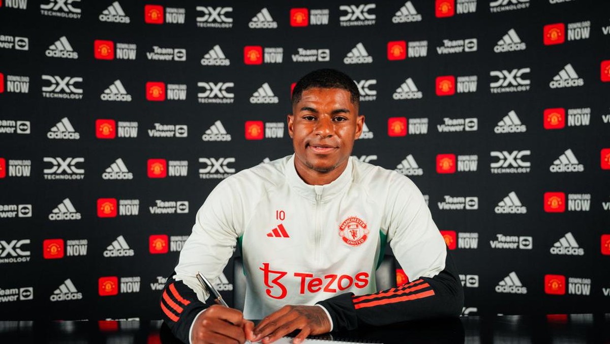 Marcus Rashford teken kontrak baru di Manchester United (Twitter @ManUtd)