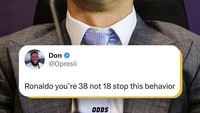 Di sosial media, sesumbar Ronaldo itu jadi bahan meme oleh netizen. Ada yang meminta, Ronaldo setop berprilaku seperti bocah 18 tahun! (Internet)