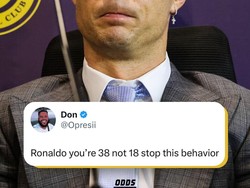 Di sosial media, sesumbar Ronaldo itu jadi bahan meme oleh netizen. Ada yang meminta, Ronaldo setop berprilaku seperti bocah 18 tahun! (Internet)