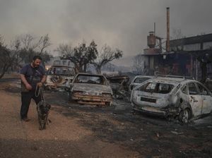 Kebakaran Hutan Yunani Hanguskan Rumah dan Mobil Penduduk