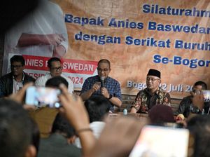 Berkemeja Kotak-kotak, Anies Temui Serikat Buruh Bogor