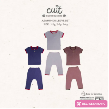Cuit Babywear Asahi dengan setelan tangan pendek celana panjang
