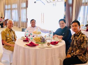 Erick Thohir Sarapan Bersama Prabowo, Ganjar dan Gibran di Solo Erick Thohir Sarapan Bersama Prabowo, Ganjar dan Gibran di Solo