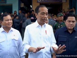Didampingi Prabowo dan Erick Thohir, Jokowi Tinjau Pasar Bululawang Malang