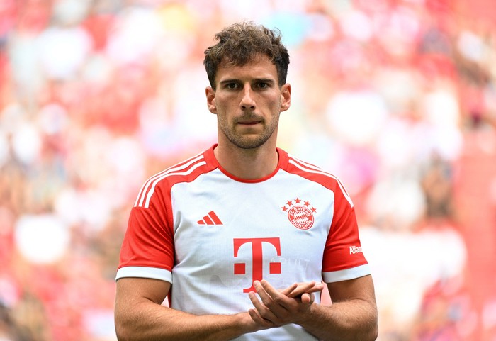 Soccer Football - Bayern Munich presents its new team for the 2023/24 Bundesliga season - Allianz Arena, Munich, Germany - July 23, 2023  Bayern Munichs Leon Goretzka poses for a photo REUTERS/Angelika Warmuth