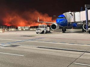 Kebakaran Landa Hutan di Dekat Bandara Palermo Italia Kebakaran Landa Hutan di Dekat Bandara Palermo Italia
