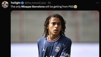 Barcelona yang bokek sepertinya cuma bisa membeli Ethan Mbappe, adik Kylian Mbappe yang juga bermain di PSG. (Foto: Twitter)