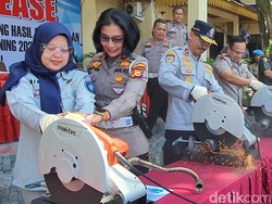 Bikin Bising, 510 Knalpot Brong di Pekanbaru Dimusnahkan Polisi