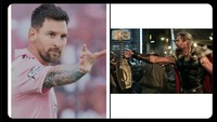 Ceritanya Messi mau memanggil palu Mjolnir juga seperti Thor? Foto: dok. Internet/Twitter