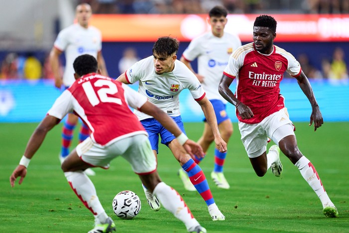 Laga pramusim Arsenal vs Barcelona di Inglewood, California, 27 Juli 2023.