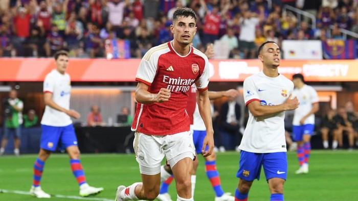 Laga pramusim Arsenal vs Barcelona di Stadion SoFi, Inglewood, California, Kamis (27/7/2023).
