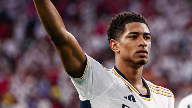Jude Bellingham saat Real Madrid menang 2-0 atas Manchester United di NRG Stadium, Kamis (27/7/2023). Pemain Inggris itu menyumbang satu gol ke gawang Setan Merah.