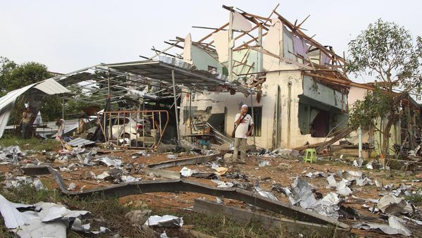 Kondisi Gudang Kembang Api di Thailand Usai Ledakan