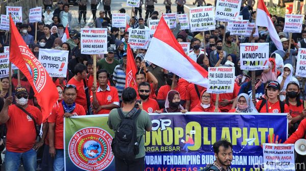 Aksi Massa Tuntut Penempatan Pekerja Migran di Arab Saudi Dibuka Lagi