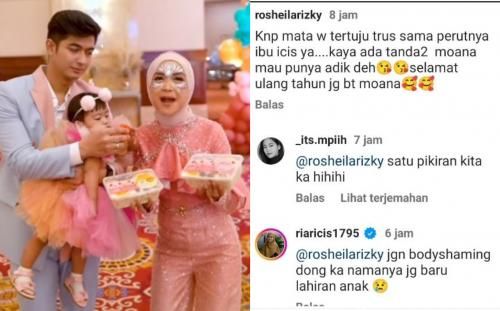 Komentar warganet yang menyebut Ria Ricis seperti hamil.