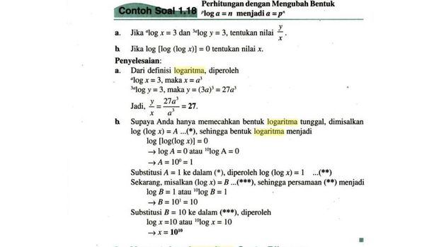 contoh logaritma