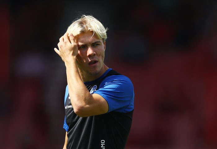Soccer Football - Pre Season Friendly - AFC Bournemouth v Atalanta - Vitality Stadium, Bournemouth, Britain - July 29, 2023 Atalantas Rasmus Hojlund during the warm up before the match Action Images via Reuters/Matthew Childs