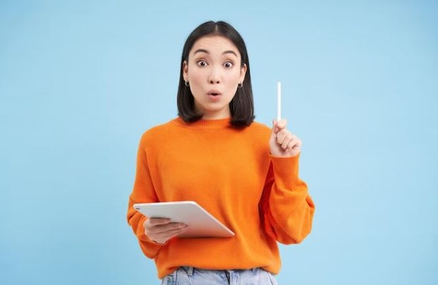 Woman is raising her hand