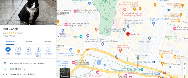 Potret lokasi bernama Kot Gacek di Polandia/Google Maps Tangkapan layar lokasi tempat Gacek berada.