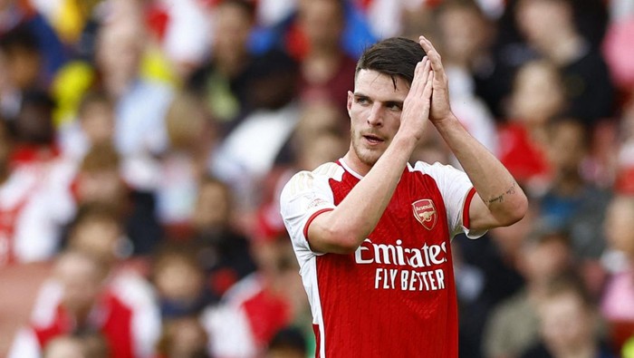 Soccer Football - Friendly - Arsenal v AS Monaco - Emirates Stadium, London, Britain - August 2, 2023 Arsenals Declan Rice during the match Action Images via Reuters/Peter Cziborra