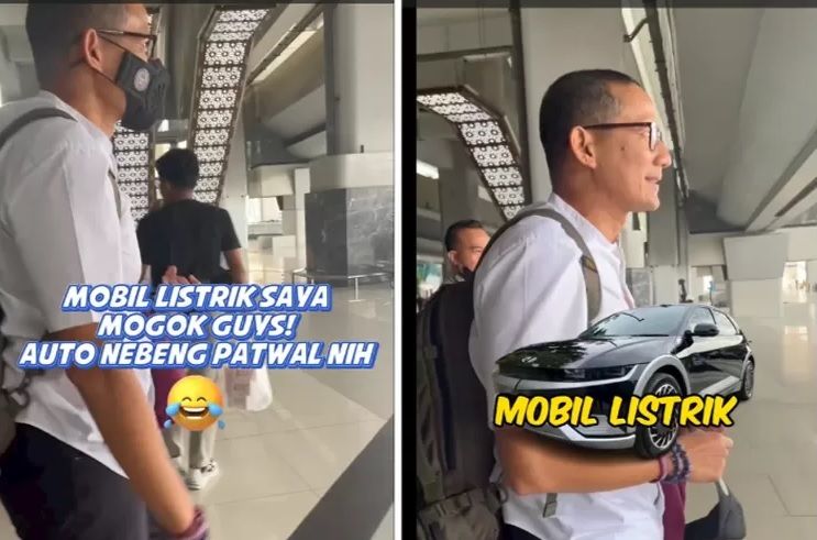 Sandiaga Uno mobil listriknya mogok.