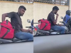 Nakal! Pengantar Makanan Ini Lahap Pesanan Pelanggan di Jalan