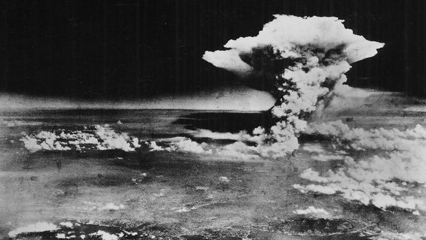 In this Aug. 6, 1945, photo released by the U.S. Army and provided by the Hiroshima Peace Memorial Museum, a huge cloud resulting from the massive fires started by 