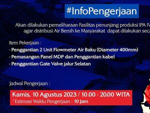 Suplai Air PDAM Makassar Kamis 10 Agustus Terhambat 10 Jam, Ini Wilayahnya!