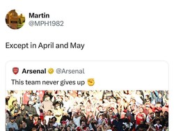 Arsenal musim lalu nyaris jadi juara, mentalnya baja. Tapi masuki akhir musim, bensinnya habis (Internet/oddsbible)