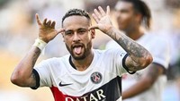 Saat itu Neymar mengaku ingin melakukan selebrasi yang sekaligus membalas para pengkritiknya di PSG. Foto: AFP/ANTHONY WALLACE