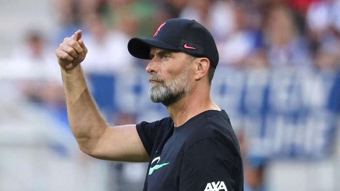 Liverpools German manager Jurgen Klopp reacts from the sidelines during the pre-season friendly football match between Karlsruhe SC and Liverpool FC in Karlsruhe, western Germany, on July 19, 2023. (Photo by Daniel ROLAND / AFP)