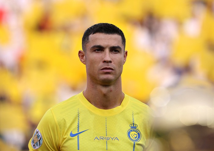 Cristiano Ronaldo Soccer Football - Arab Club Champions Cup - Final - Al Hilal v Al Nassr - King Fahd Stadium, Taif, Saudi Arabia - August 12, 2023 Al Nassr's Cristiano Ronaldo celebrates with teammates after winning the Arab Club Champions Cup final REUTERS/Stringer
