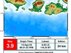 Gempa M 3,9 Guncang Lombok Utara, Disertai Gemuruh-Warga Berhamburan