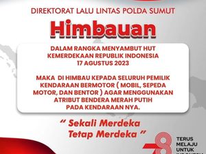 Polda Sumut Imbau Pengendara Pasang Atribut Merah Putih Sambut HUT ke-78 RI