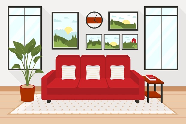 Atur perabot dalam ruang tamu bernuansa nasionalisme/Foto: Freepik/Freepik Atur perabot dalam ruang tamu bernuansa nasionalisme/Foto: Freepik/Freepik