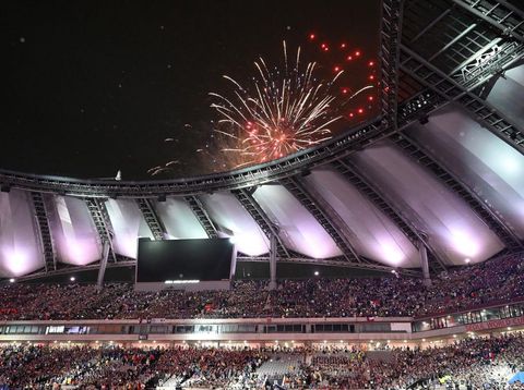 SEOUL, SOUTH KOREA - AUGUST 11: (EDITORIAL USE ONLY) Participants of the 25th World Scout Jamboree enjoy the K-pop Super Live