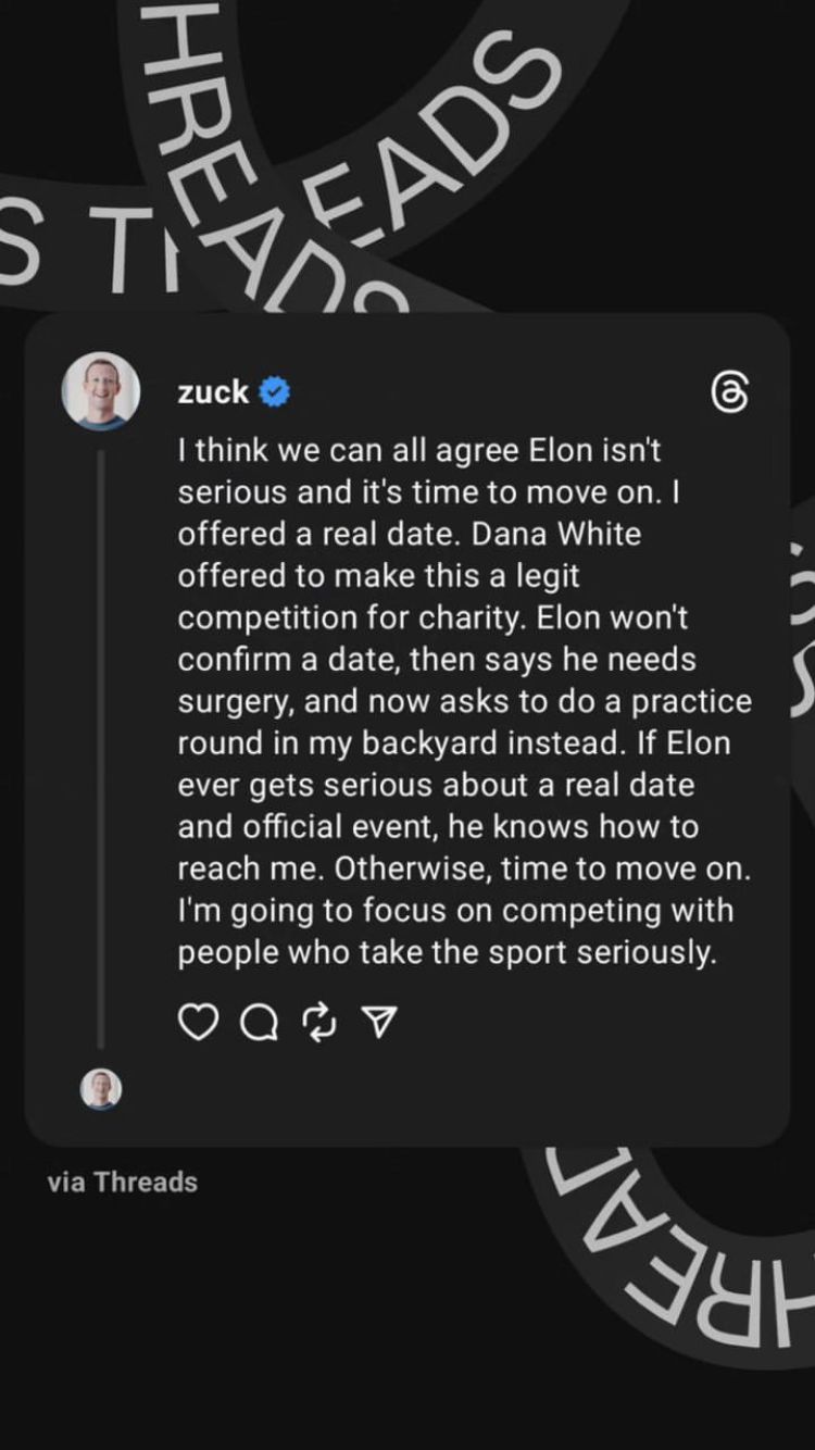 Kutipan pernyataan Mark Zuckerberg di Threads