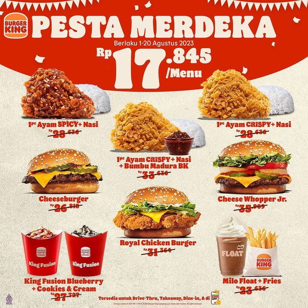 Promo 17 Agustusan dari Burger King/Foto: Instagram.com/@burgerking.id Promo 17 Agustusan dari Burger King/Foto: Instagram.com/@burgerking.id