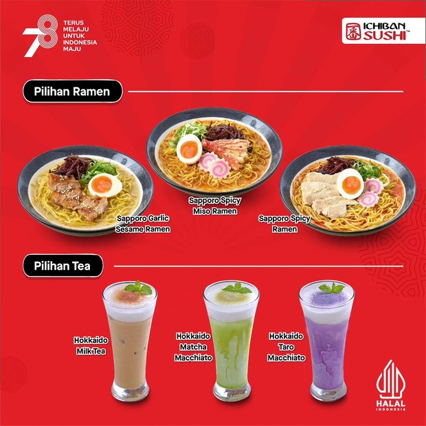 Promo 17 Agustusan dari Ichiban Sushi/Foto: Instagram.com/@ichibansushi_id Promo 17 Agustusan dari Ichiban Sushi/Foto: Instagram.com/@ichibansushi_id