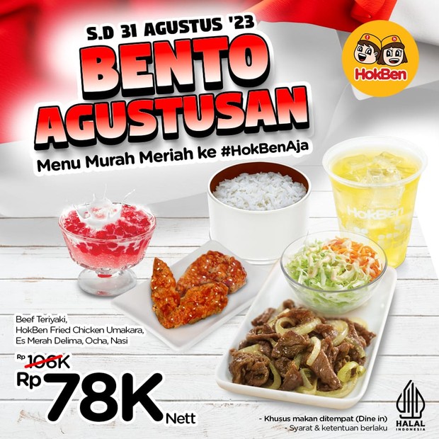 Promo Bento Agustusan dari Hoka-hoka Bento/Foto: Instagram.com/@hokben_id Promo Bento Agustusan dari Hoka-hoka Bento/Foto: Instagram.com/@hokben_id