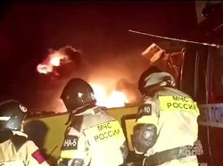 Penampakan Kebakaran Pom Bensin di Rusia