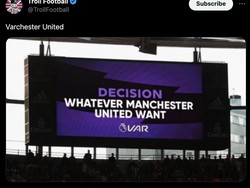 Meme ini meledek keberpihakan VAR terhadap MU, memunculkan ledekan Varchester United. Foto: dok. Internet/Twitter