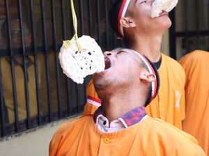 Semringahnya Tahanan Polres Ngawi Diajak Lomba Agustusan