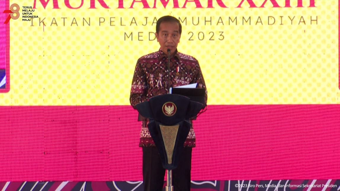 Jokowi di Muktamar IPM (Screenshot YouTube Setpres)