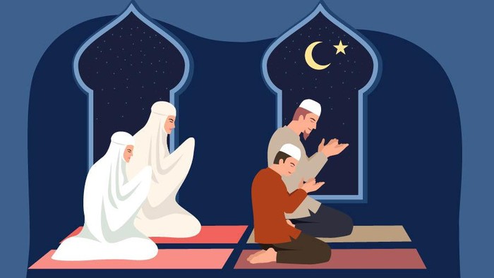 Ilustrasi salat malam Ilustrasi kemuliaan seorang mukmin terletak pada salat malamnya