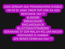 Ahmad Sahroni Sebut Ada Tangkapan Sabu 100 Kg di Jatim, Ini Kata Polda